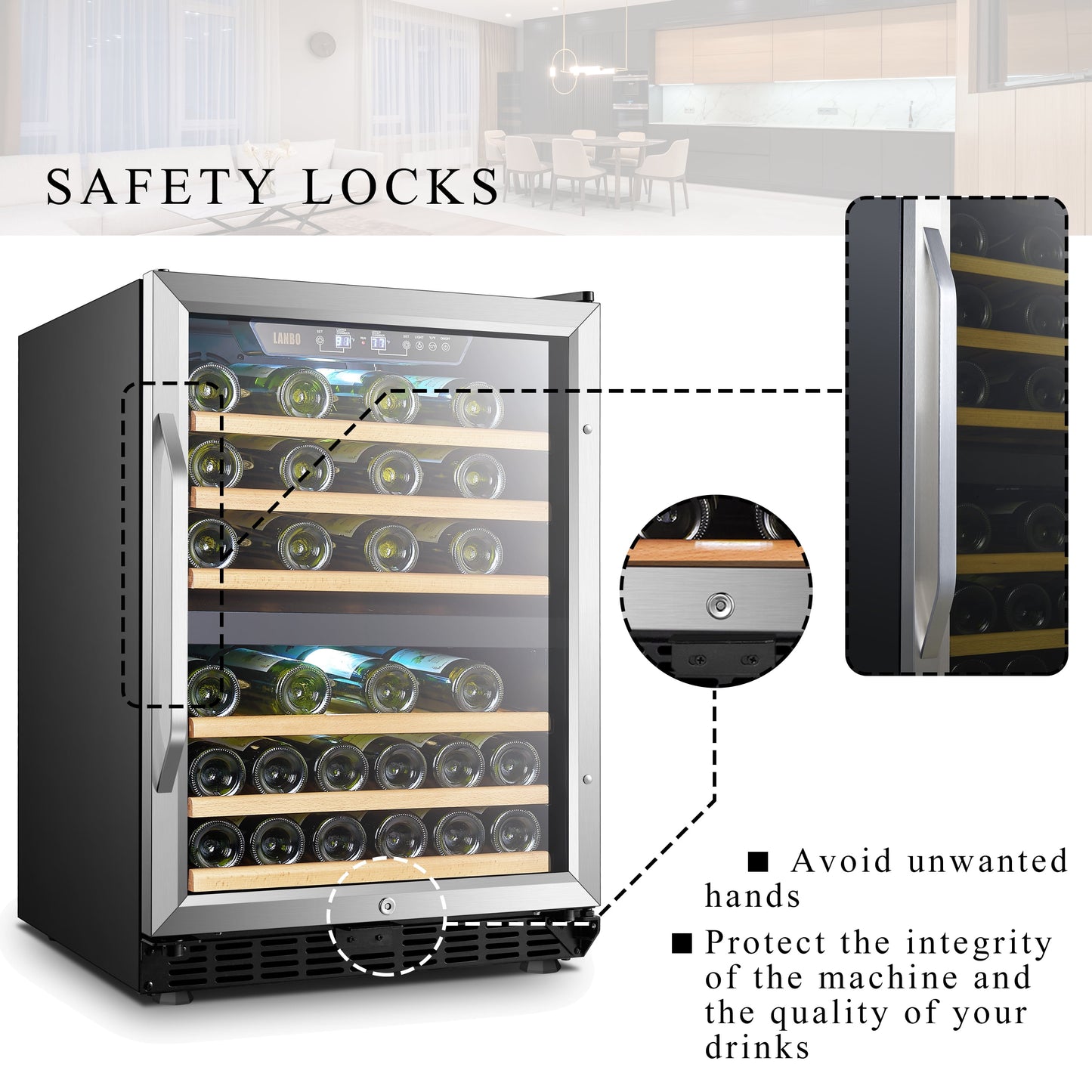 24 Inch Width 44 Bottle Built-In Compressor Dual Zone Wine Cooler