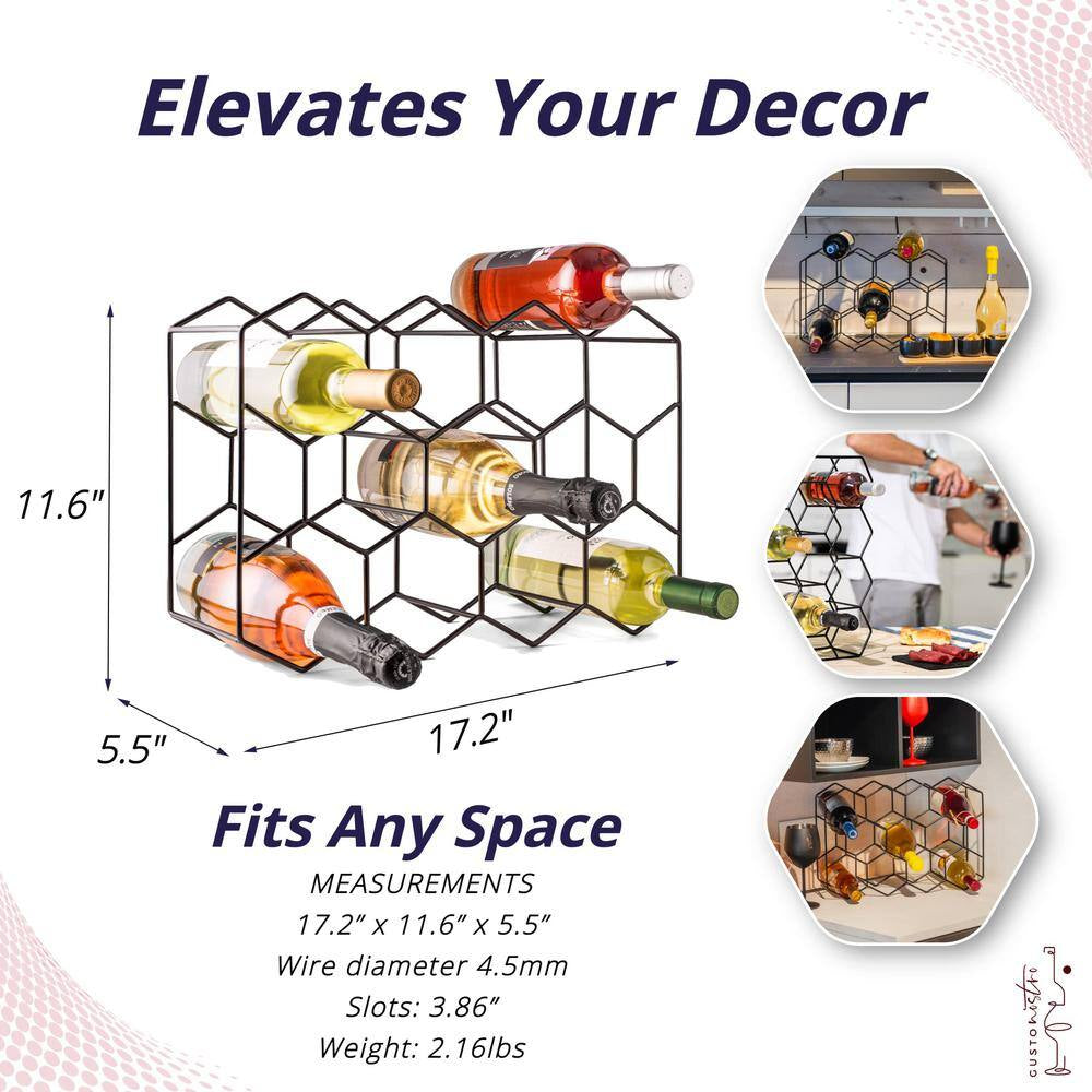 3-Tier 14-Bottle Black Wine Rack