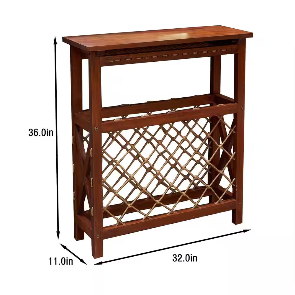 32-Bottles Freestanding Wine Rack, Wine Storage Rack, Freestanding Display Rack for Kitchen, Pantry, Cellar, Walnut