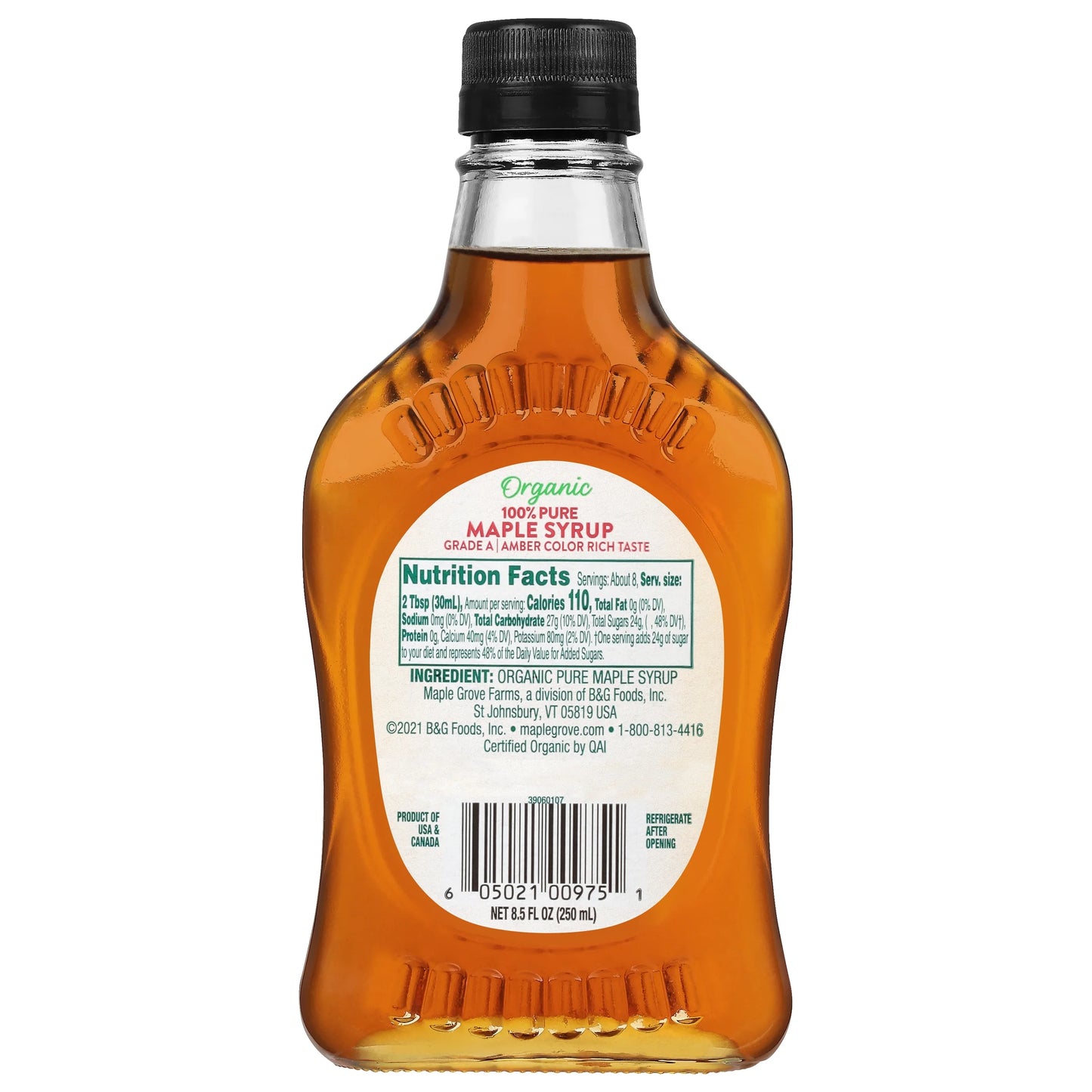 ® Organic 100% Pure Maple Syrup, Pour Glass Bottle, 8.5 Fl Oz