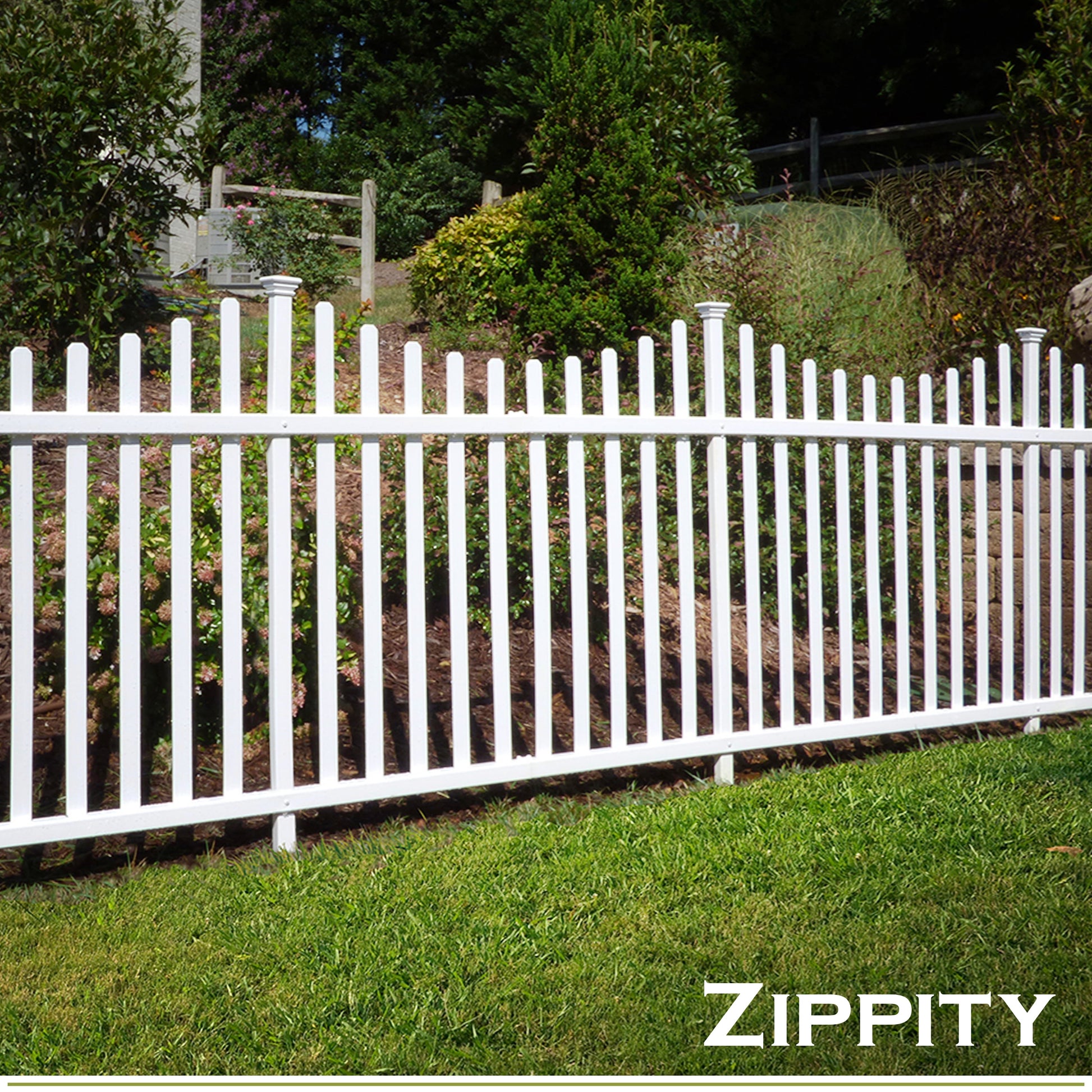 42In H X 92In W (2 Panels) No Dig Zippity Manchester Fence Kit, White Vinyl Picket Fence Panels, Perfect Durable Temporary Outdoor Fence for Backyard, Patio, or Garden, ZP19018