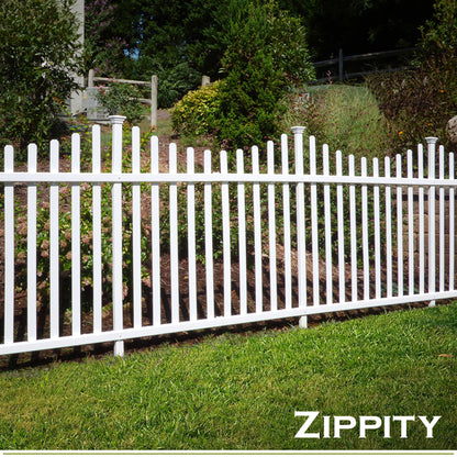 42In H X 92In W (2 Panels) No Dig Zippity Manchester Fence Kit, White Vinyl Picket Fence Panels, Perfect Durable Temporary Outdoor Fence for Backyard, Patio, or Garden, ZP19018